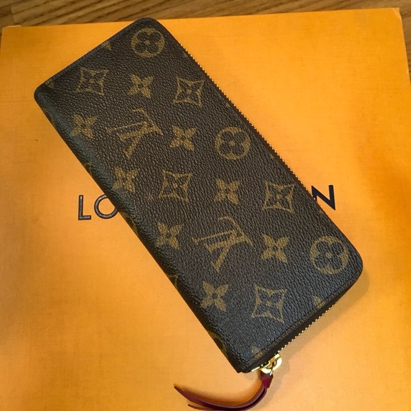 Authentic Louis Vuitton Clemence Wallet - Monogram and fuchsia leather - Picture 2 of 5